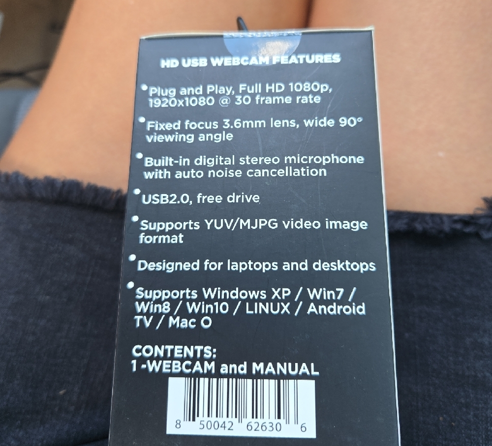1080P USB Webcam with Microphone - Black - Picture 4 of 4